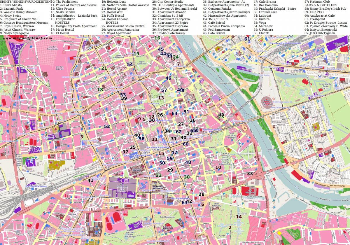 Mapa de la ciudad de Varsovia 