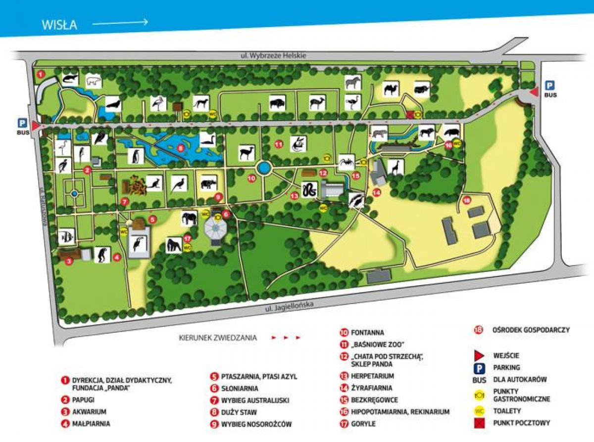 Mapa del zoológico de Varsovia 