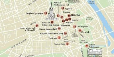 Mapa de Varsovia, con lugares de interés turístico