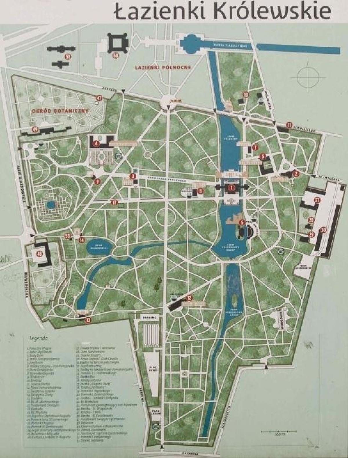 el parque lazienki mapa de Varsovia