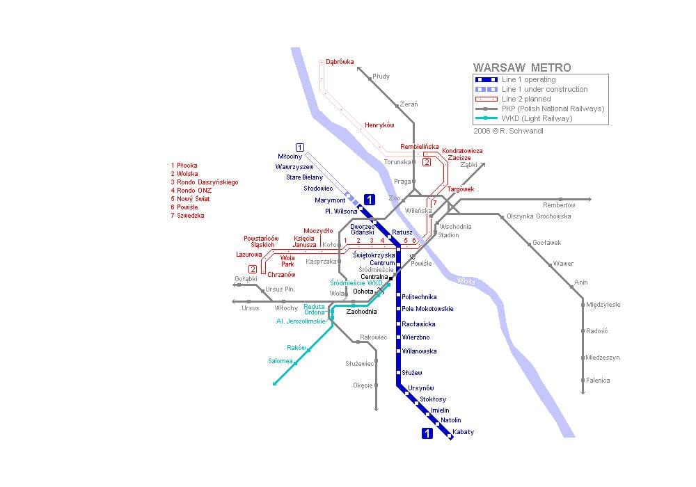 Mapa del metro de varsovia