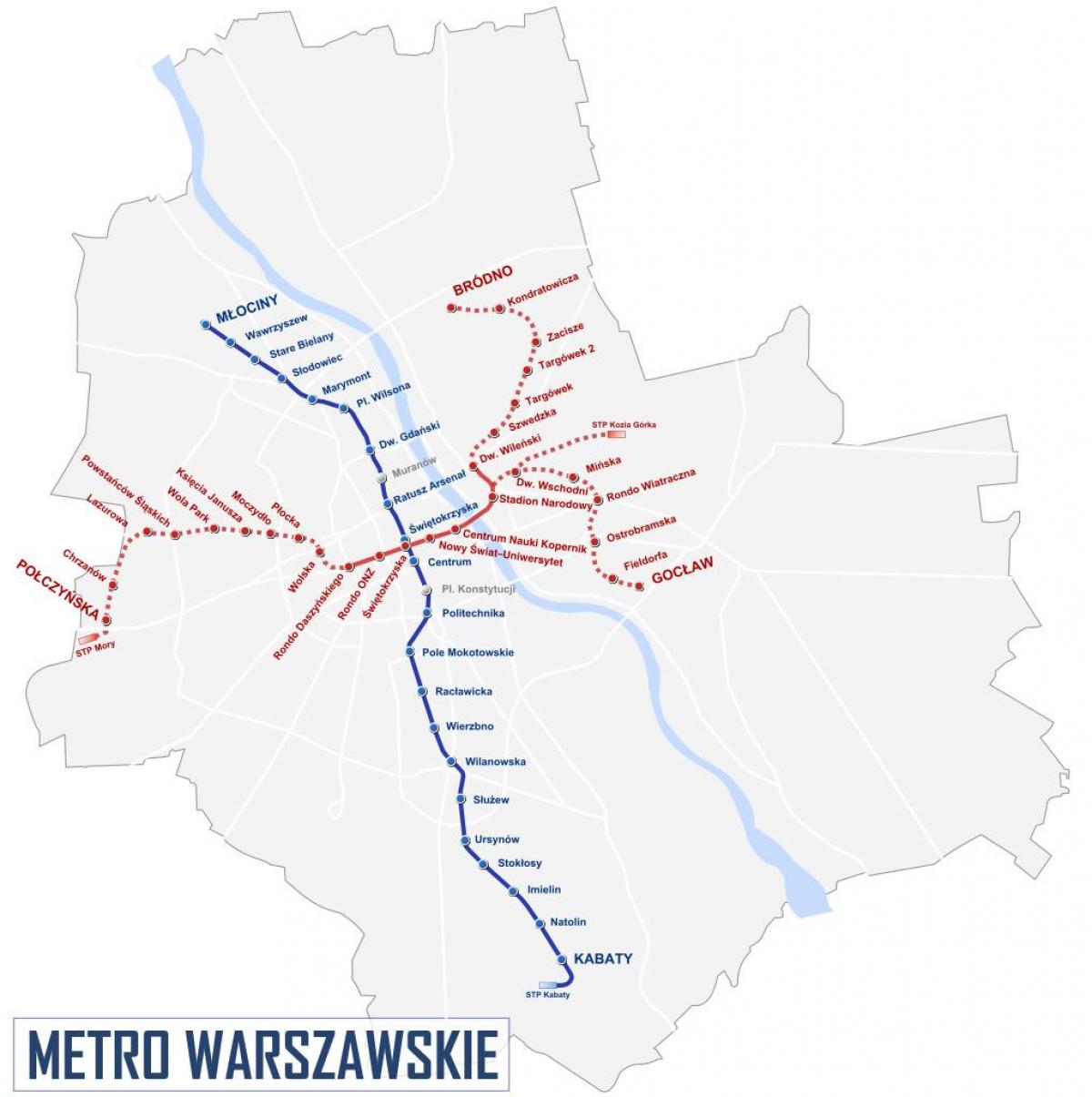 mapa del metro de Varsovia