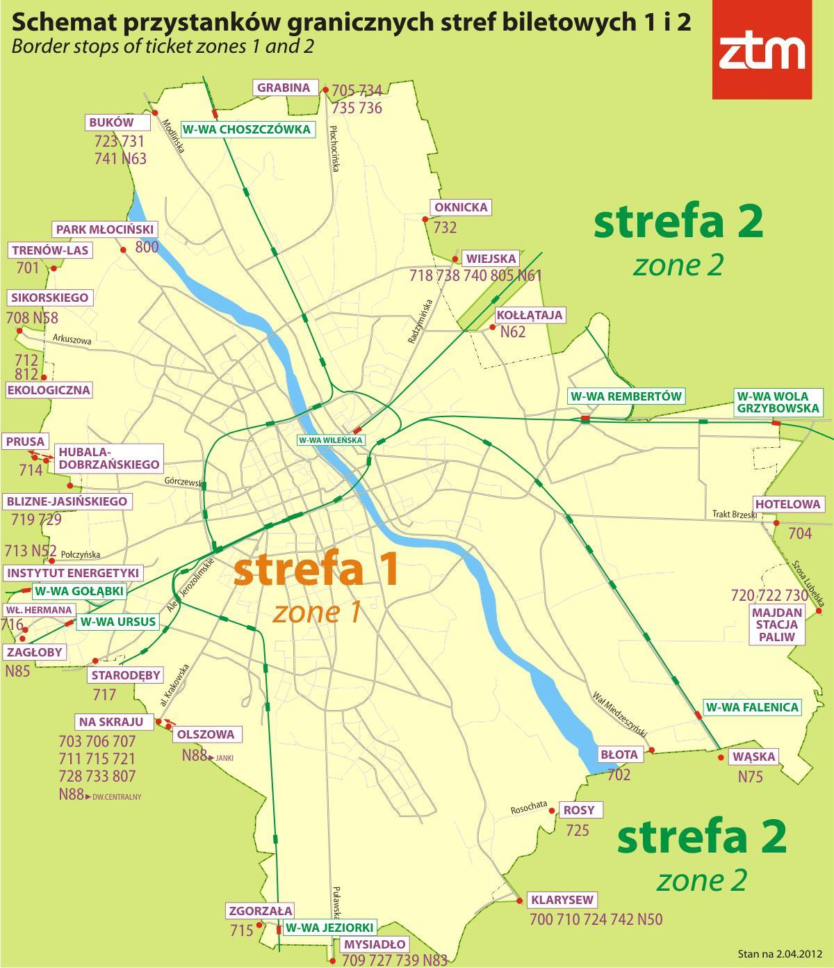 Mapa de Varsovia zona 1 2 