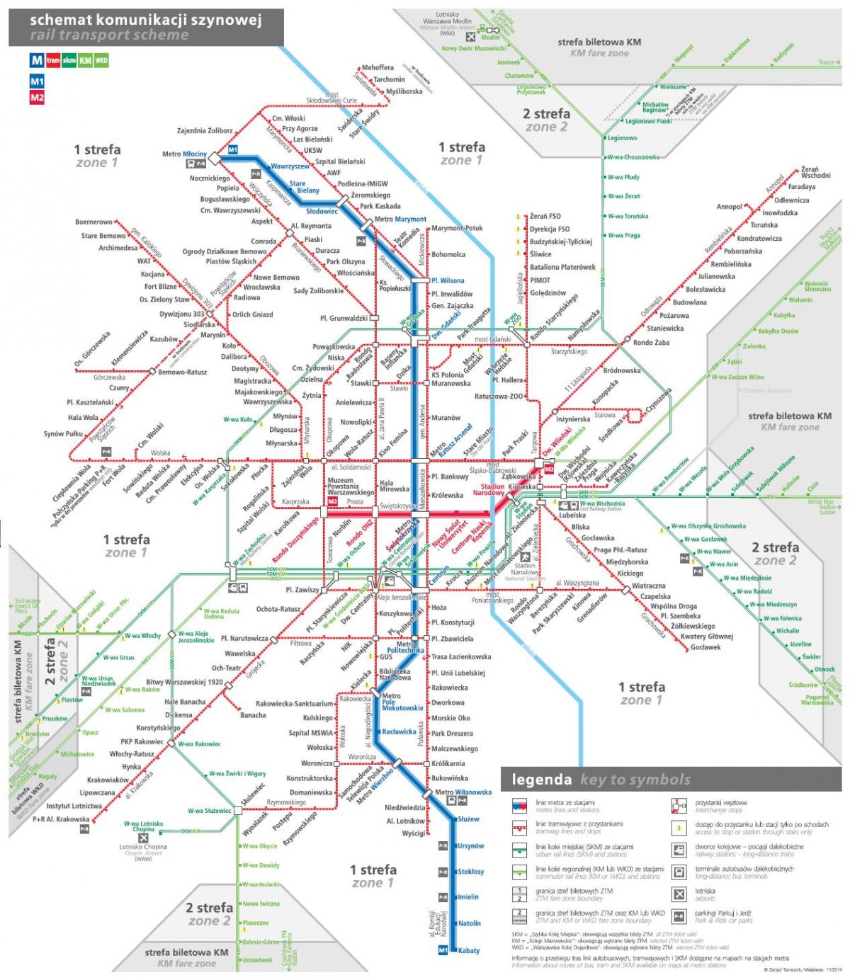 Varsovia mapa de transporte