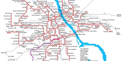 Mapa de trenes de varsovia